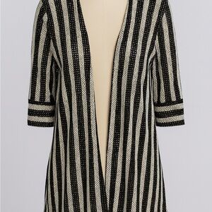 Striped Black and White Women's Cardigan
